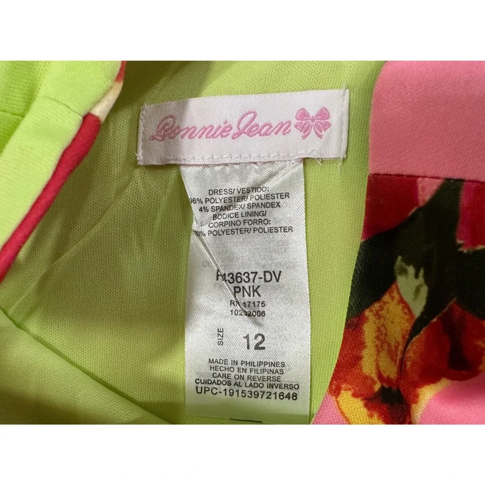 Bonnie Jean Girls Pink‎ Floral Rose Scuba Fit and Flare Dress Size 12